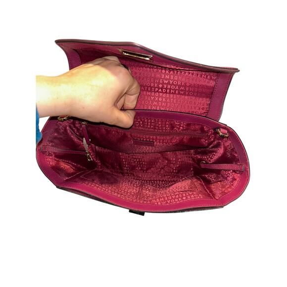 Kate Spade New York Satchel Handbag Pink/Burgundy Saffiano Leather & Suede